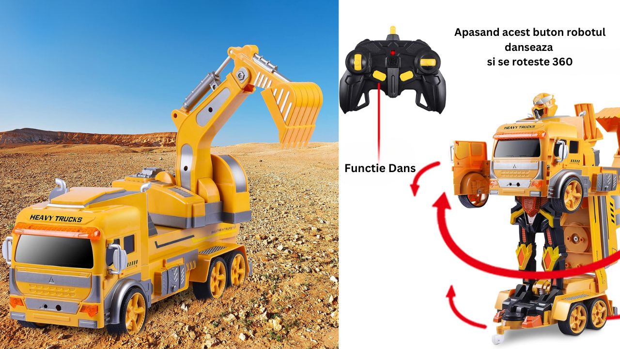 excavator de jucarie pentru copii cu lumini sunete , dans